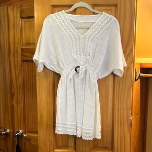 Elegant White Crochet Swim Coverup